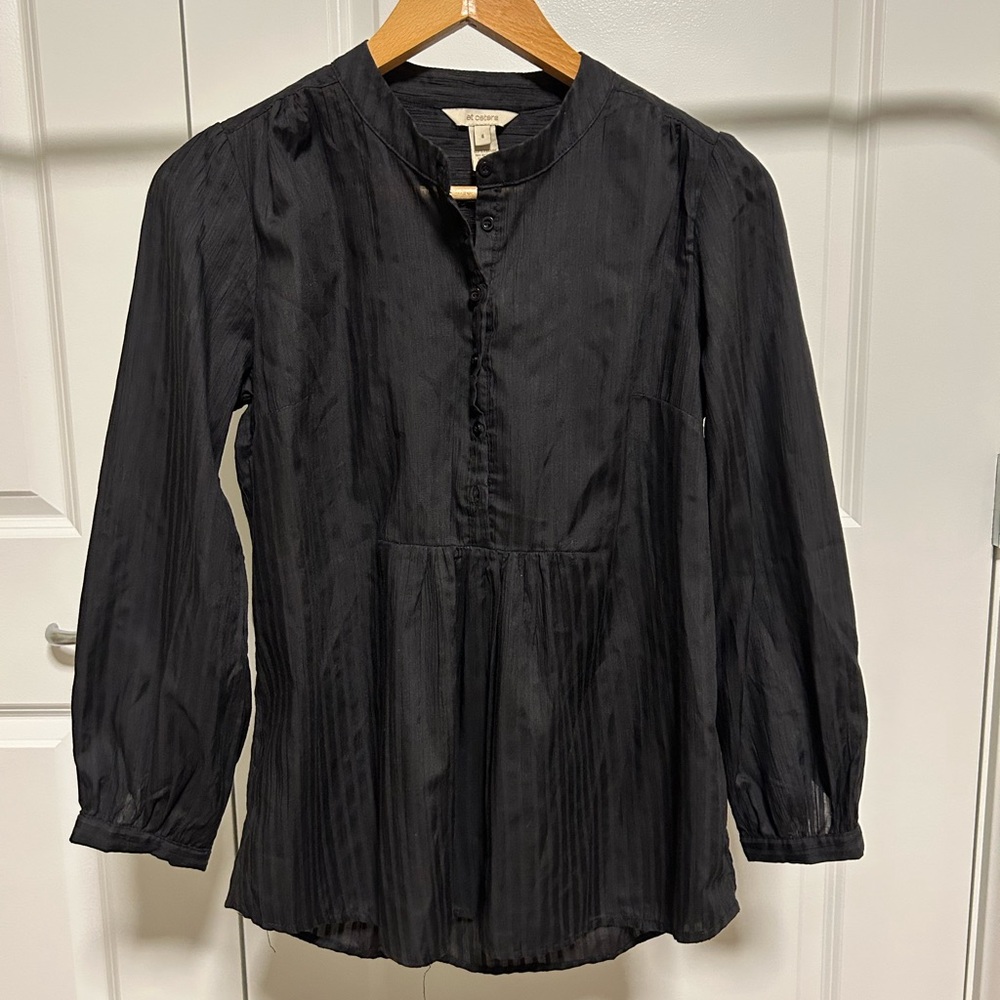 Etcetera Black Long-Sleeve Blouse with 1/2 Buttons